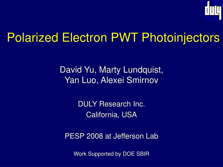 polarized electron pwt photoinjectors