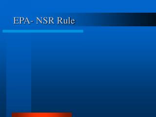 EPA- NSR Rule