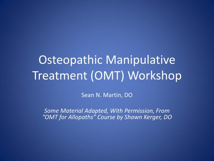 osteopathic manipulative treatment omt workshop