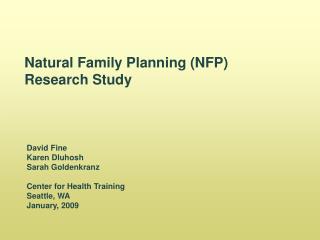Natural Family Planning (NFP) Research Study