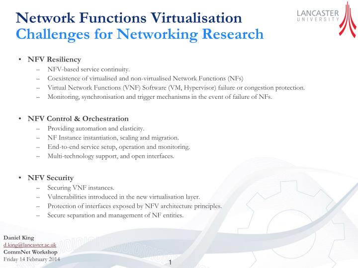 network functions virtualisation challenges for networking research