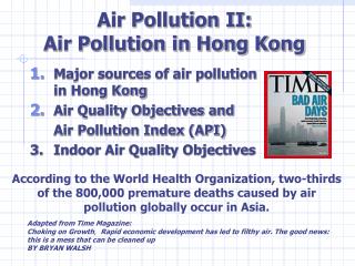 Air Pollution II: Air Pollution in Hong Kong