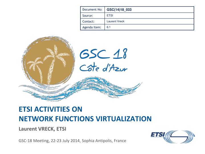 etsi activities on network functions virtualization