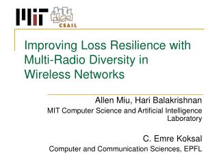 Improving Loss Resilience with Multi-Radio Diversity in Wireless Networks