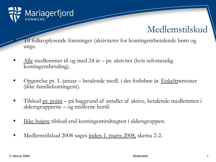 medlemstilskud