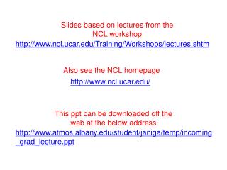 ncl.ucar/Training/Workshops/lectures.shtm