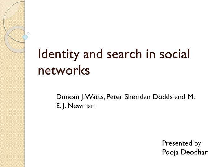 identity and search in social networks