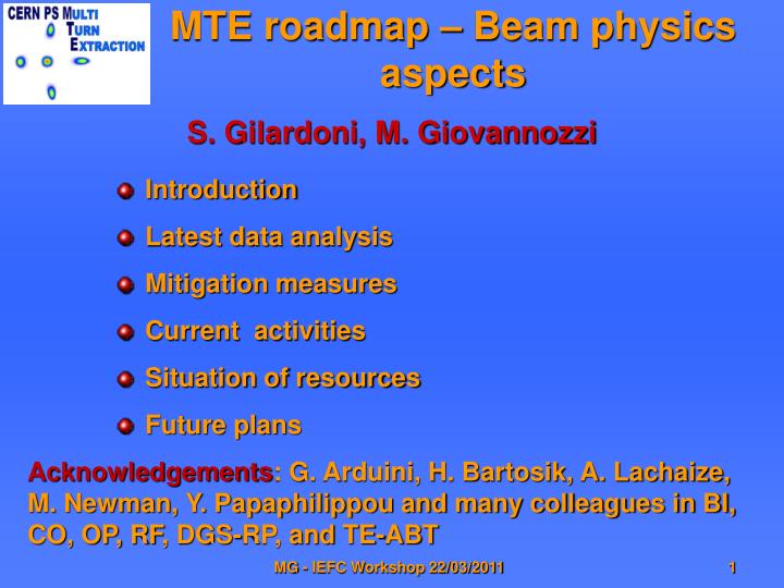 mte roadmap beam physics aspects