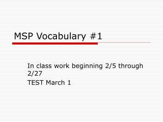 MSP Vocabulary #1