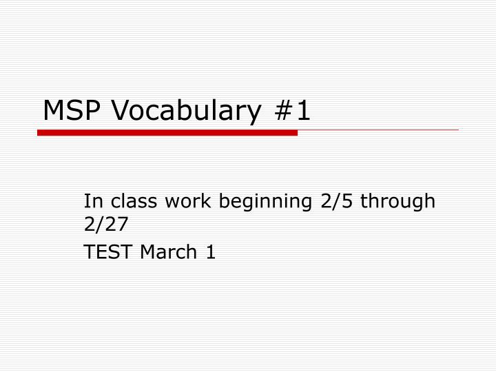 msp vocabulary 1