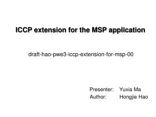 ICCP extension for the MSP application
