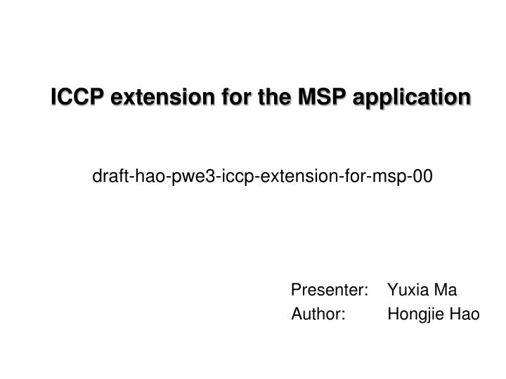 iccp extension for the msp application