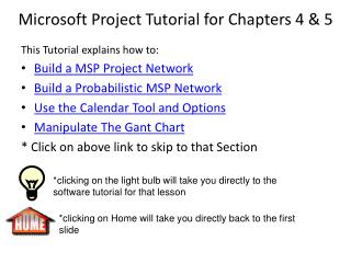 Microsoft Project Tutorial for Chapters 4 &amp; 5