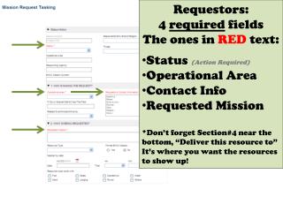 Requestors: 4 required fields The ones in RED text: Status (Action Required)