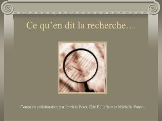 ce qu en dit la recherche