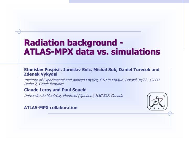 radiation background atlas mpx data vs simulations