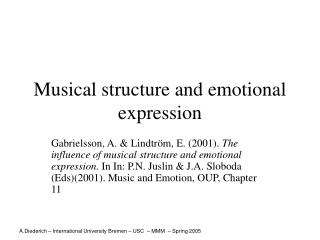 Musical structure and emotional expression
