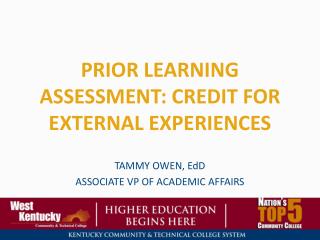 Prior Learning Assessment: Credit for External Experiences