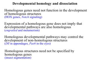 Developmental homology and dissociation