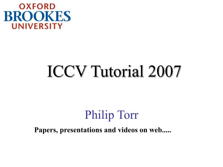 iccv tutorial 2007