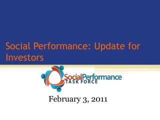 Social Performance: Update for Investors