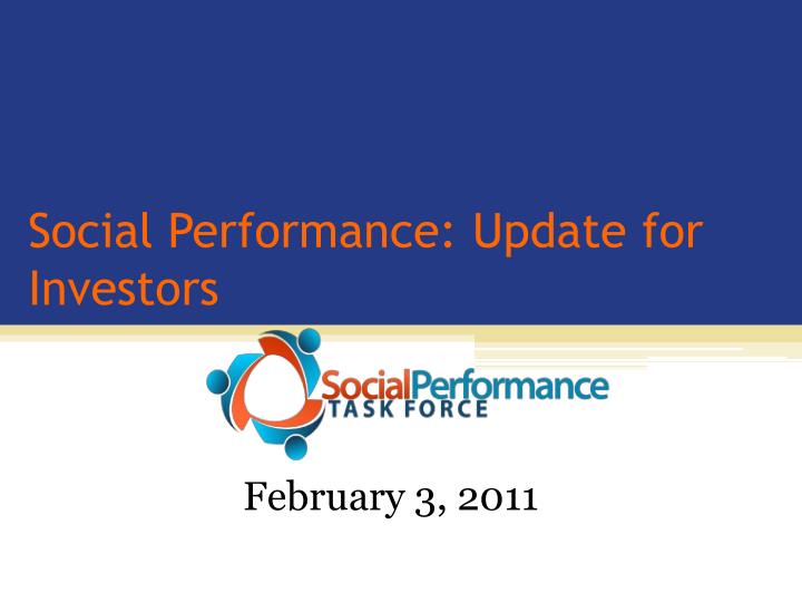 social performance update for investors