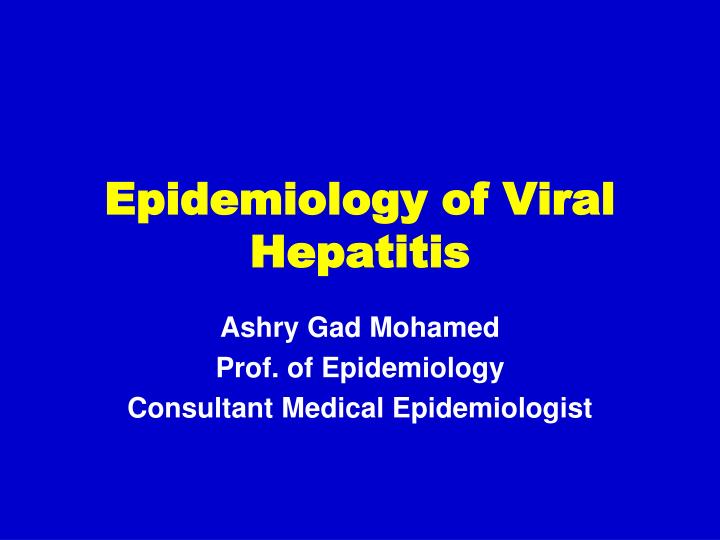 epidemiology of viral hepatitis