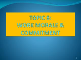 TOPIC 8: WORK MORALE &amp; COMMITMENT