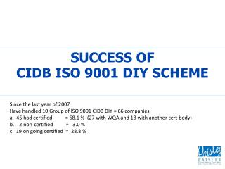 success of cidb iso 9001 diy scheme