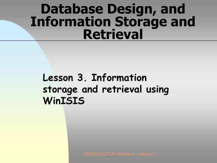 database design and information storage and retrieval