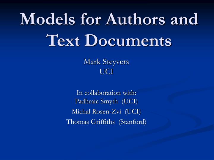 models for authors and text documents