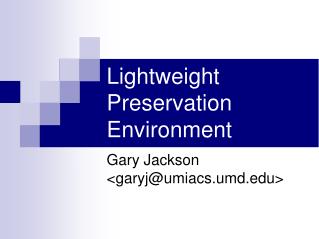 Lightweight Preservation Environment