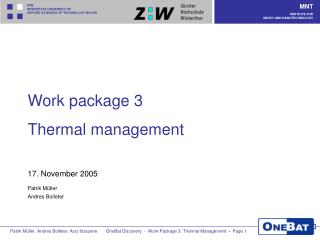 Work package 3 Thermal management