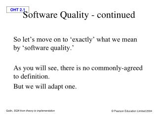 Software Quality - continued