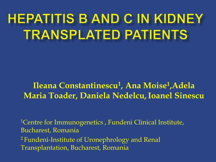 hepatitis b and c in kidney transplated patients
