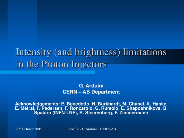 intensity and brightness limitations in the proton injectors