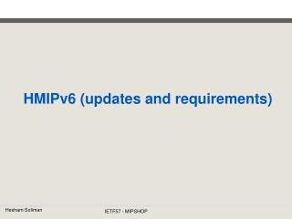 HMIPv6 (updates and requirements)
