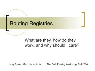 Routing Registries