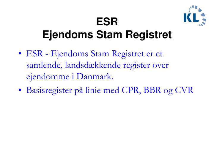 esr ejendoms stam registret