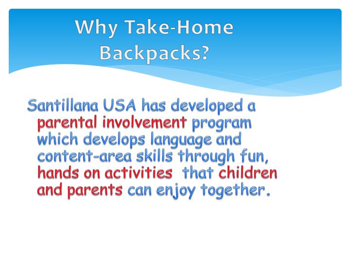 why take home backpacks