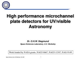 High performance microchannel plate detectors for UV/visible Astronomy