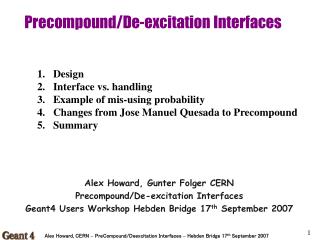 Precompound/De-excitation Interfaces