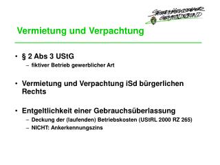 vermietung und verpachtung