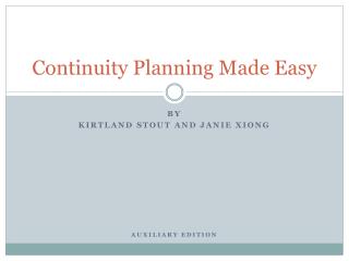 Continuity Planning Made Easy