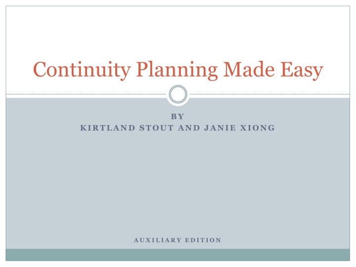continuity planning made easy