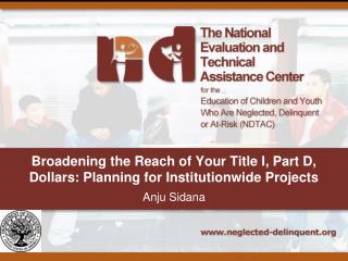 Broadening the Reach of Your Title I, Part D, Dollars: Planning for Institutionwide Projects
