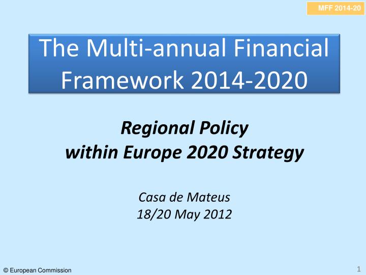 the multi annual financial framework 2014 2020