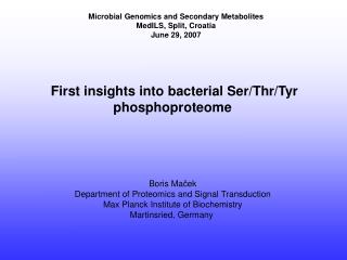 First insights into bacterial Ser/Thr/Tyr phosphoproteome