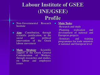 Labour Institute of GSEE (INE/GSEE) Profile
