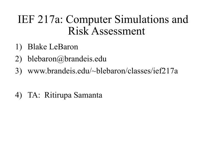 ief 217a computer simulations and risk assessment